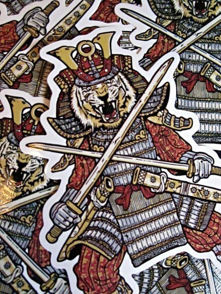 Image of Samurai Tiger Warrior Die Cut Vinyl Sticker