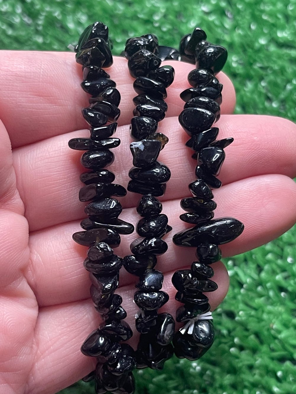 Image of Black obsidian chip bracelet 