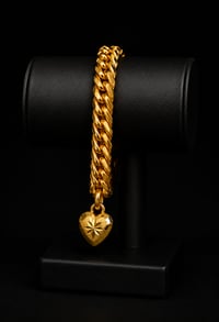 24K Heart Charm Cuban Bracelet