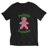 Image 1 of Voodoo Buddy Doll "Perfectly Imperfect" by Zoya Marie Unisex Short Sleeve V-Neck T-Shirt