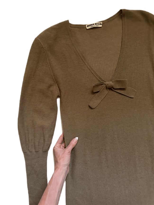 70s Sonia Rykiel Italian long knit bow dress 