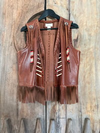 Image 2 of Rare Ralph Lauren Denim & Supply Beaded Leather Fringe Vest
