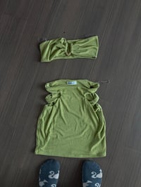green two piece skirt set (sz med)