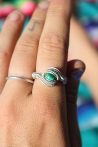 Image 1 of Sterling Size 9 Malachite Woven Ring