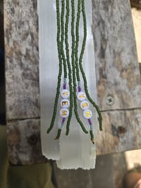 Image 2 of Long beaded green YEM earrings