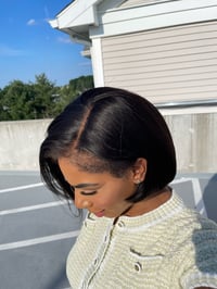 Image 2 of 10 inch YAKI BLUNT CUT BOB with KINKY EDGES! FULLY CUSTOMIZED lace front WIG