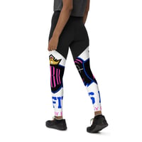 Image 4 of BOSSFITTED White Pink and Blue Sports Leggings