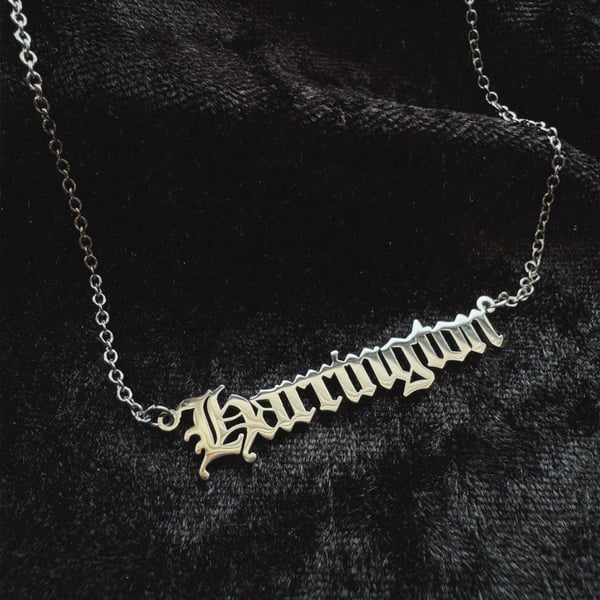 Image of Harrington Stainless Steel Script Necklace Stranger Collection