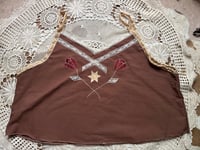 Image 1 of brown with red flowers