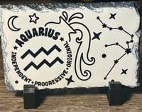 Aquarius star sign rock slate 