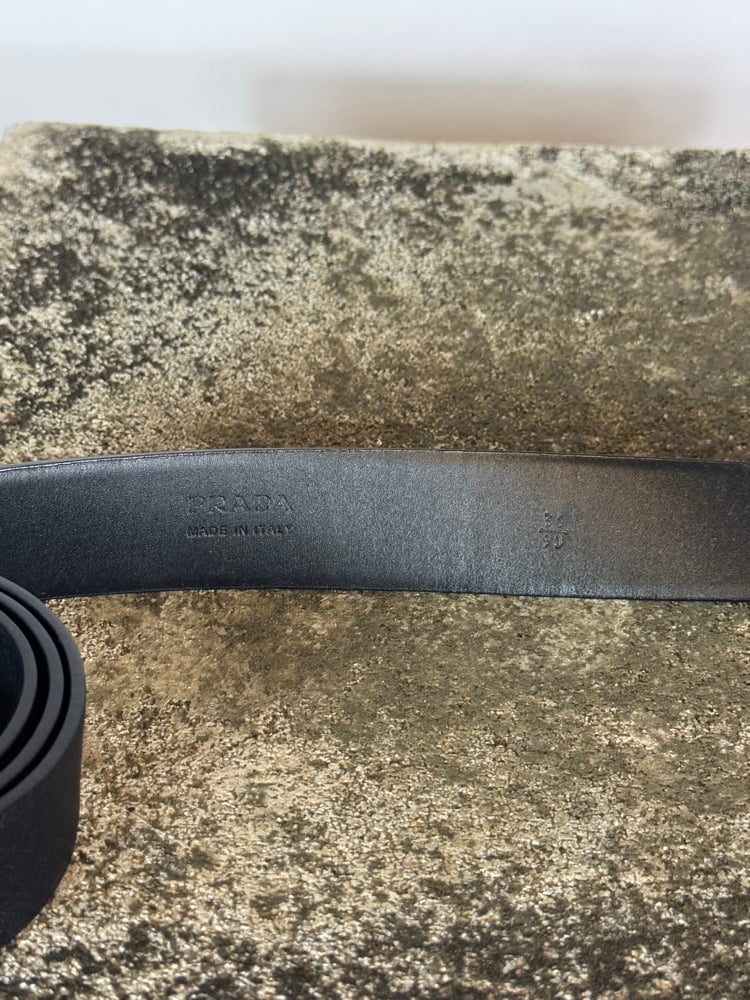 Image of Prada Saffiano Oval Buckle Belt