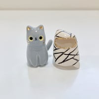 Image 4 of Glow in dark mummy gray cat ceramic figurine