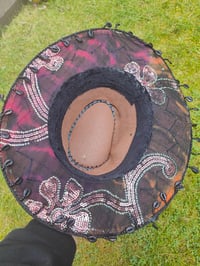 Image 8 of Dolly cowboy hat - recycled sari fabric black purple