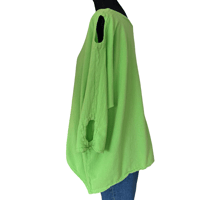 Image 6 of Oh My Gauze Green Cotton Oversize Top with Cut Out Sleeve - Size 3 XXL Women’s