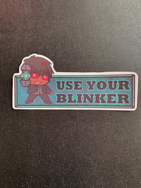 Image 1 of Trigun Stampede Wolfwood “Use Your Blinker” Bumper Sticker