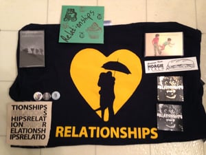 Image of Relationships Shirt/Split Cassette/Get Busy Cassette/Stickers/Buttons/CD/Patch