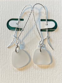 Image 4 of Sterling Silver Diamond Cut XL Sea Glass Earwires