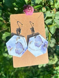 Paper hexagon earrings with butterflies