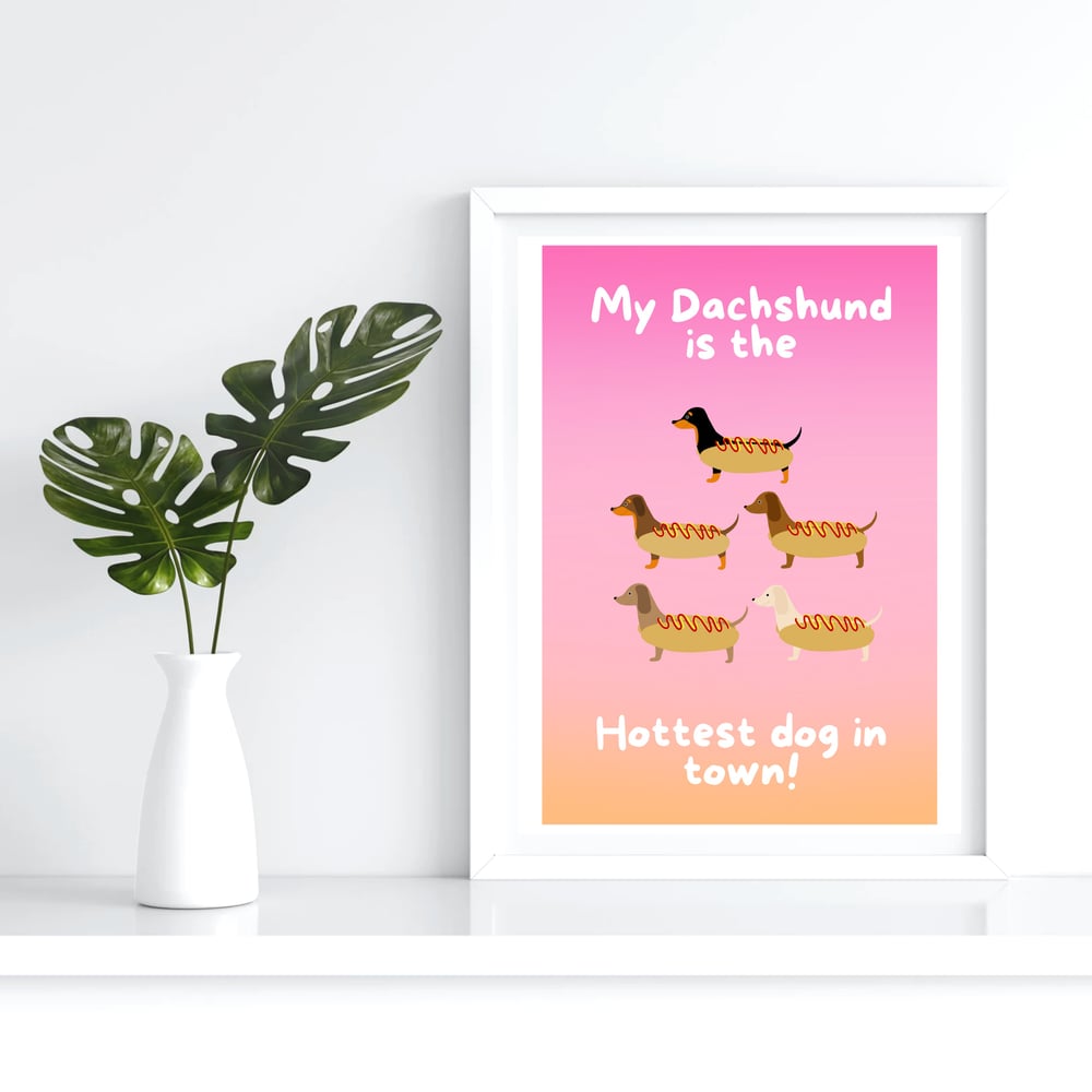 Image of Hot Dog Dachshund Ombré Print