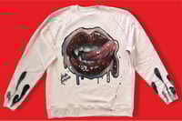 Image 1 of “BLOODTHIRSTY” CUSTOM PAINTED SWEATSHIRT SIZE XL