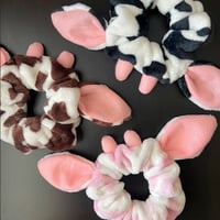 Image 1 of fuzzy cow scrunchies