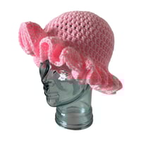 Image 1 of Pink Ruffle Crochet Hat
