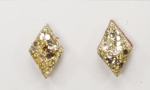 Image of METALIC DIAMOND LEATHER stud earrings