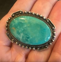 Image 1 of vintage oval turquoise pin