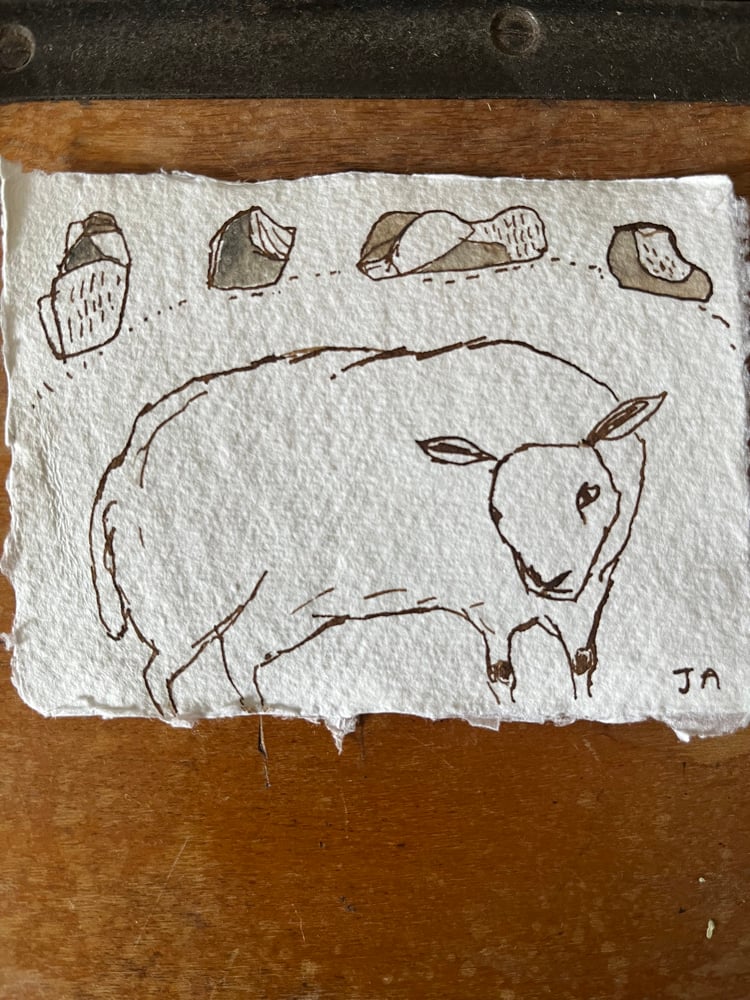 Image of Sheep in a stone circle