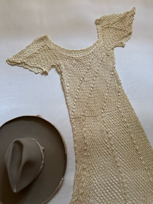 early 70s slinky crochet dress