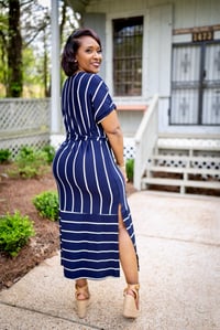 Image 3 of Striped dress w/side slits & belt 