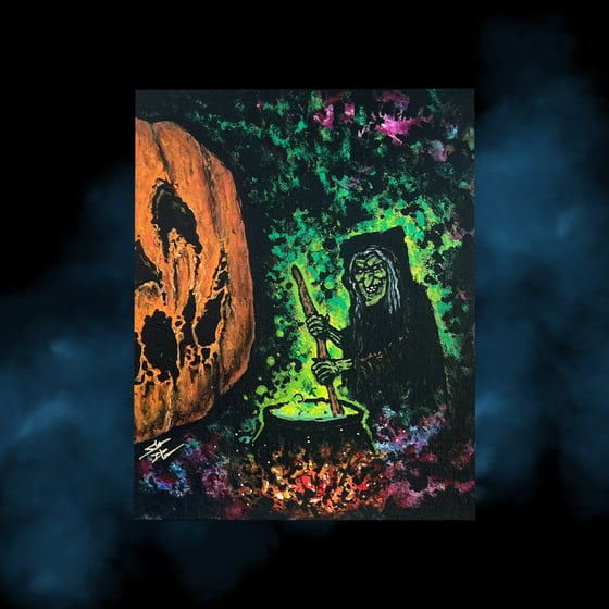 Image of "CAULDRON COOKOUT" acrylic PAINTING 8" x 10" 