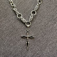 Image 4 of 🖤 ALT GOTH CHAINMAIL HEAVY DUTY BLACK & SILVER CROSS CHAIN 🖤