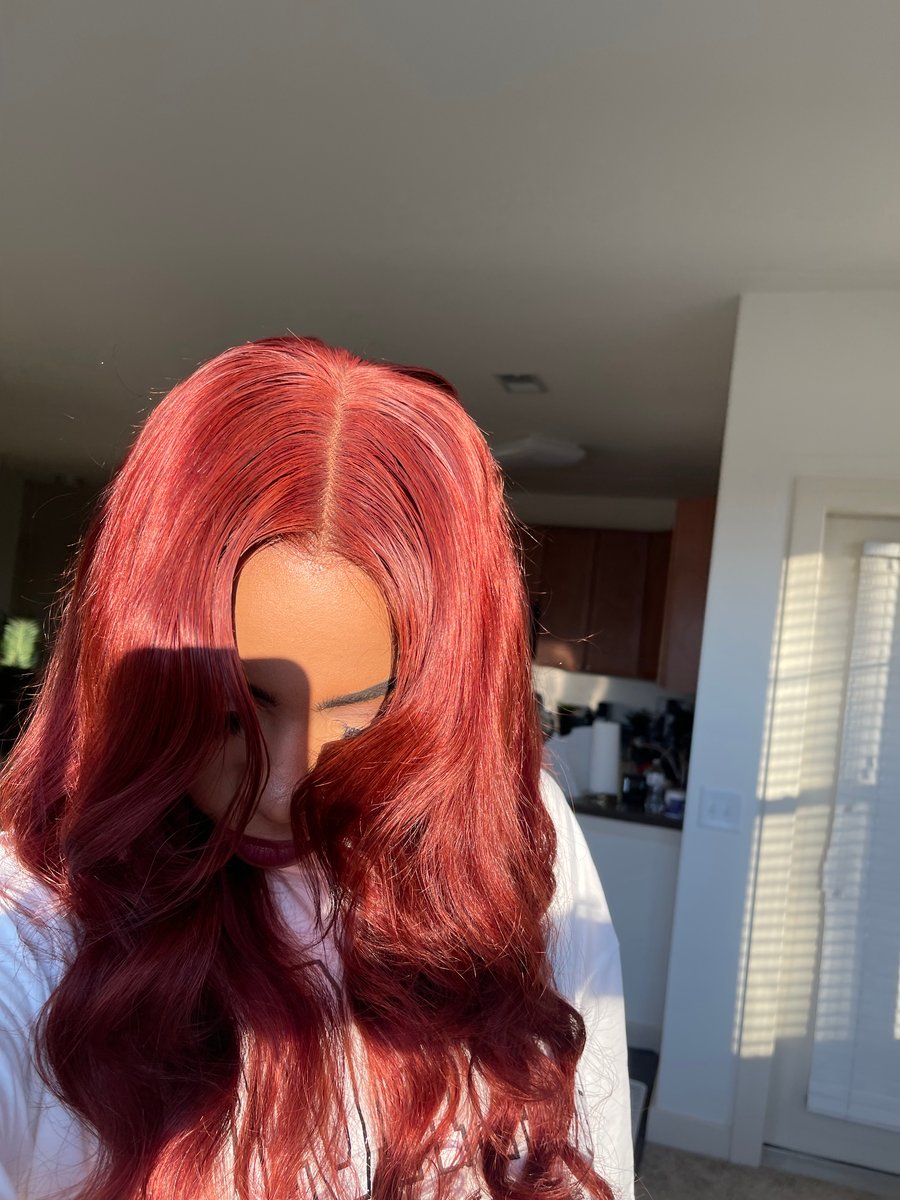 Image of "FLAME" 22 inch REDDISH BROWN 5X5 LACE CLOSURE WIG with LAYERS 
