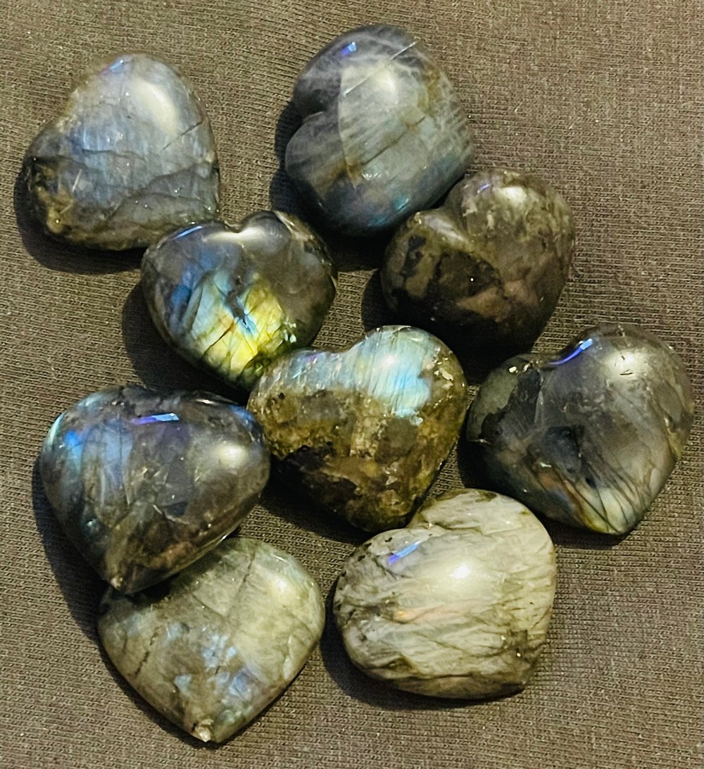 Image of Labradorite hearts 