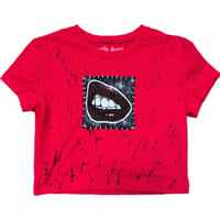 Image 1 of “PIERCED LIPS” Custom Hand Painted Baby Tee MEDIUM