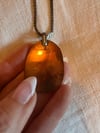 vintage half dome sterling, copper and amber necklace 