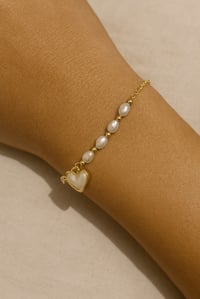 Pearl Heart Charm Bracelet