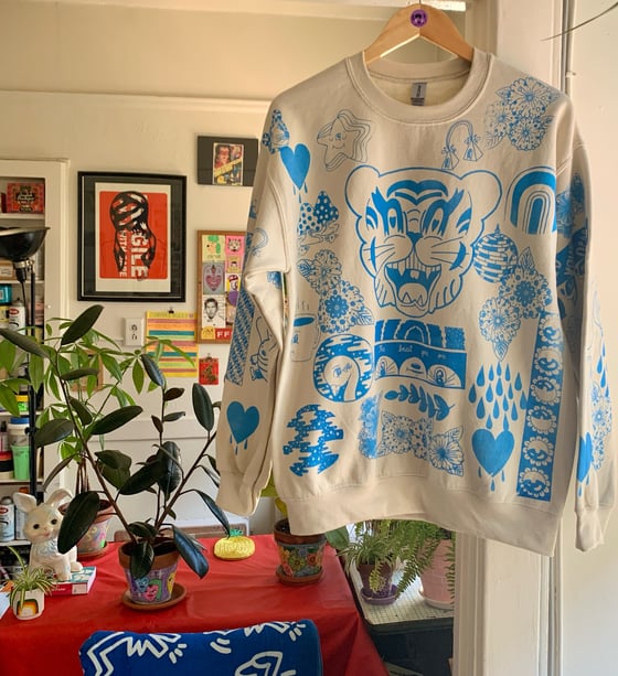 Image of "Love is Blue" crewneck sweatshirt (M)