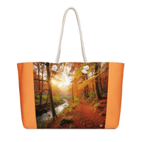 Image 2 of Oversized bag / purse (Fall trees) on Orange 