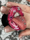 PHONE GRIP - Hot Pink Lips With Graphics And Three Spike Piercings