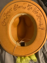 Image 4 of “Con Amor Eterno Te He Amado" Hand-Burned Narrow Brim Panama Hat
