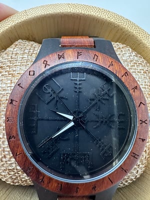 Image of Emporizen Vegvisir Wooden Watch Ancient Norse 