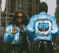 Image 4 of The Official LALA’s Alumni Blue Satin Crop Jacket 