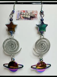 Image 3 of Starlette & Spiral Galaxy and Saturn Earrings