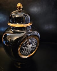 Image 6 of A gorgeous small vintage urn with a real preserved baby spider web 