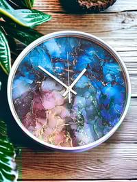 Image 1 of 12” Wall Clock Epoxy Resin Art 'The 1234'