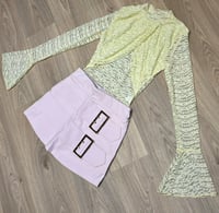 Pink belted buckle skort