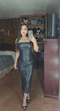 Image 1 of Lauren Faux Leather Midi Dress