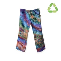 Image 1 of ♻️ UPCYCLED Ladies 12 Converse Linen/Cotton Pants in Earthy Rainbow Ice Dye